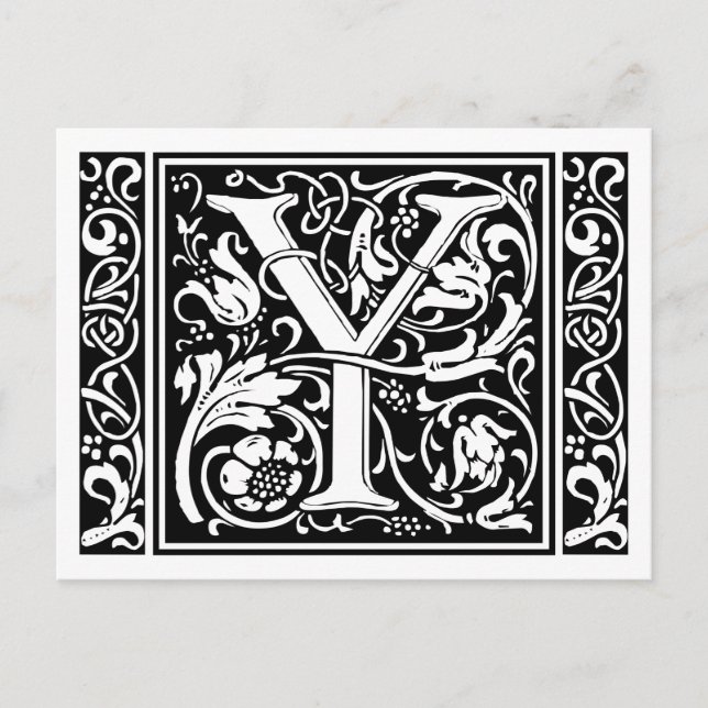 Letter Y Mediaeval Monogram Art Nouveau Postcard (Front)