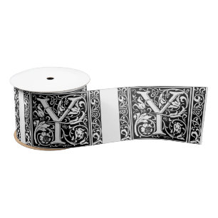 Letter Y Mediaeval Monogram Art Nouveau Satin Ribbon