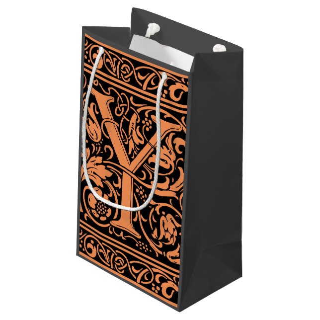 Letter Y Mediaeval Monogram Art Nouveau Small Gift Bag (Back Angled)