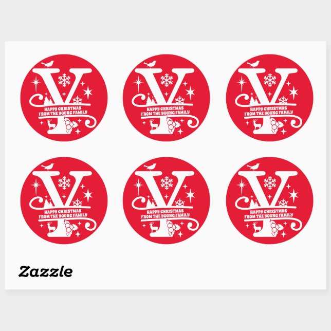 Letter Y Monogram Initial Family Name Greeting  Classic Round Sticker (Sheet)