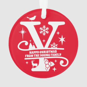 Letter Y Monogram Initial Family Name Greeting Ornament