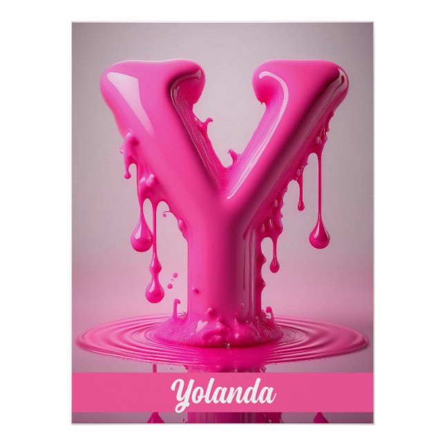 Letter Y, Monogram Y - Customizable Name Poster  (Front)