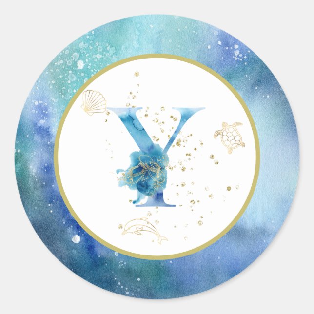 *~*  LETTER Y  - Nautical Beach Envelope  Sticker (Front)