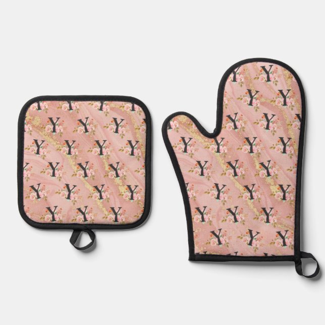 Letter Y Oven Mitt & Pot Holder Set (Front)