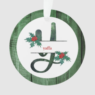 *~* Letter Y   Rustic Christmas PHOTO Wood AP44 Ornament