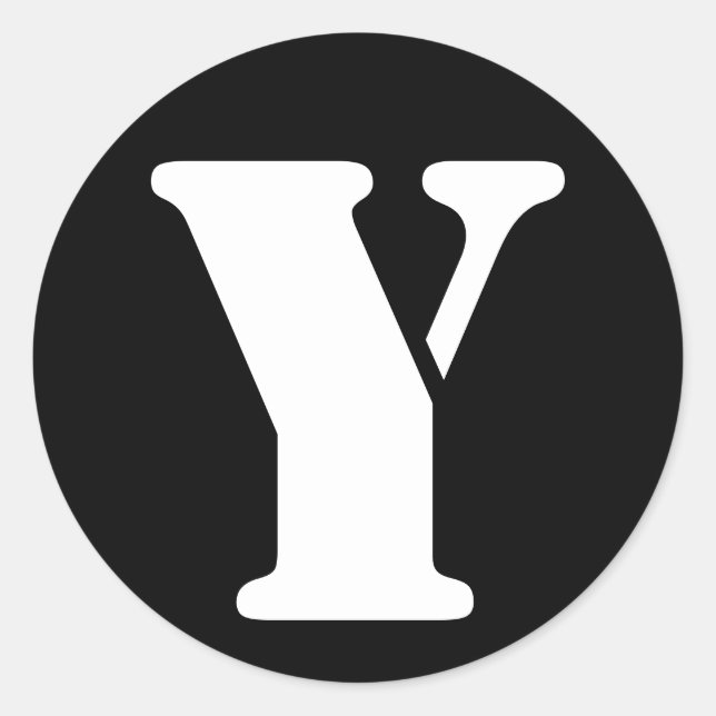 Letter Y Stencil Alphabet by Janz Black Classic Round Sticker (Front)