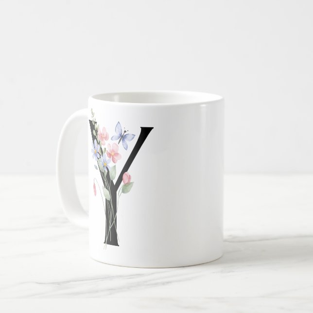 Letter Y with flowers Coffee Mug (Front Left)