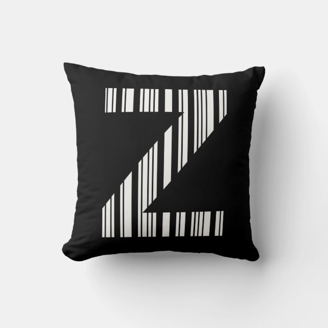 LETTER Z BAR CODE First Initial Barcode Pattern Cushion (Front)