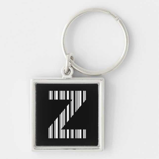 LETTER Z BAR CODE First Initial Barcode Pattern Key Ring (Front)