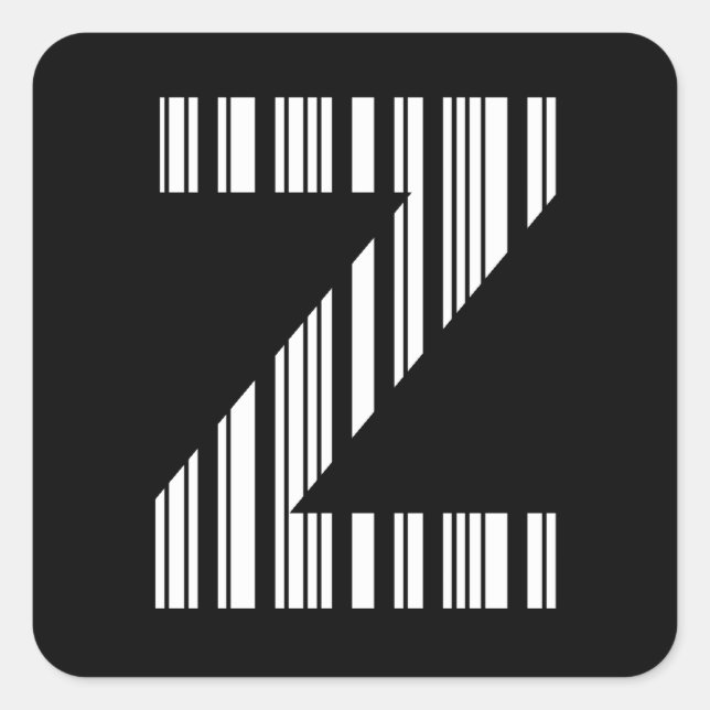 LETTER Z BAR CODE First Initial Barcode Pattern Square Sticker (Front)