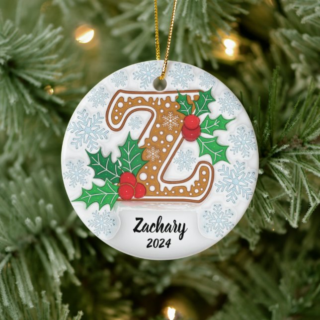 Letter Z Custom Name Monogram Christmas Ceramic Tree Decoration (Tree)