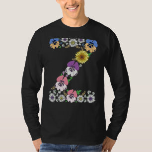 Letter Z Cute Initial Monogram Floral Alphabet Let T-Shirt