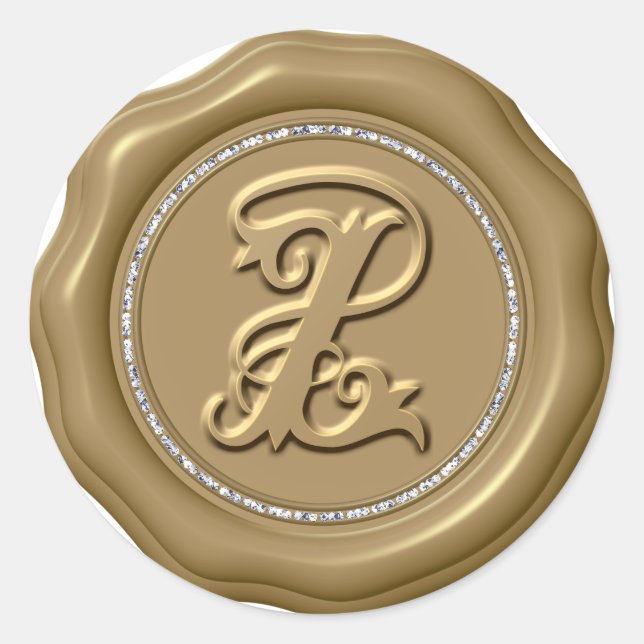 *~* Letter Z Diamond Circle GOLD Wax Seal Stickers (Front)