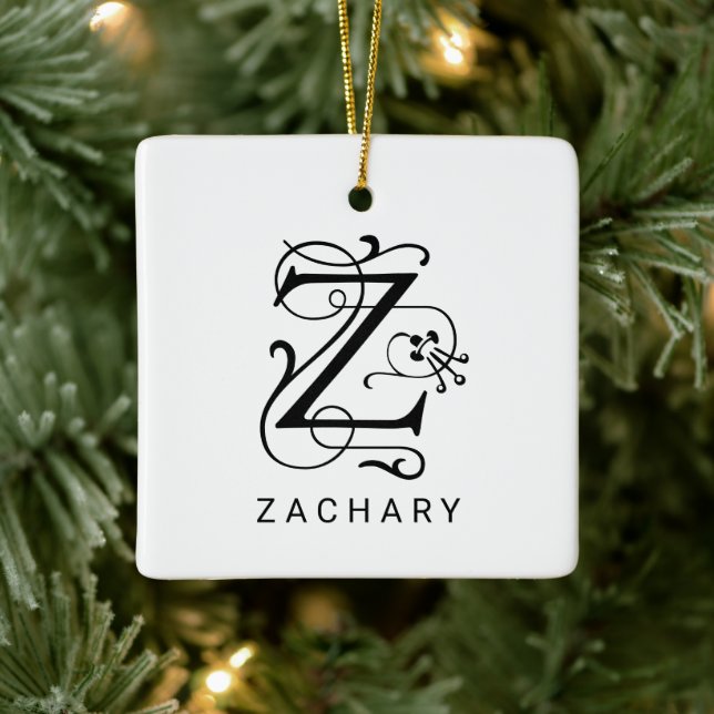 Letter Z Elegant Monogram Christmas Ornament (Tree)