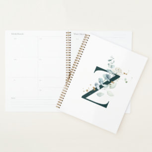 Letter Z Eucalyptus and Gold Monogrammed Planner