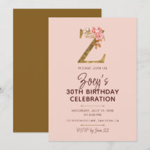 Letter Z Gold Monogram Blush Pink Roses