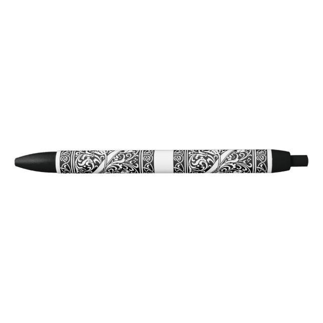 Letter Z Mediaeval Monogram Art Nouveau Black Ink Pen (Front)