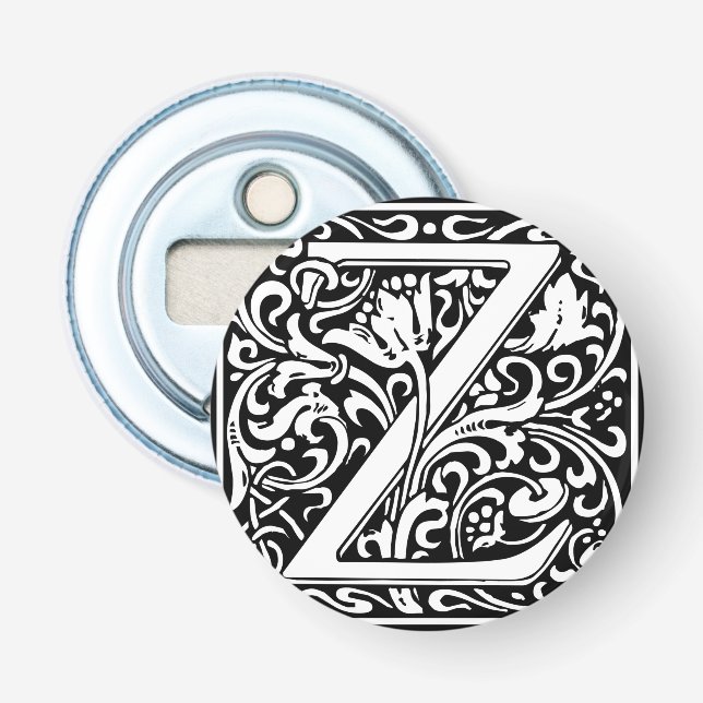 Letter Z Mediaeval Monogram Art Nouveau Bottle Opener (Front)