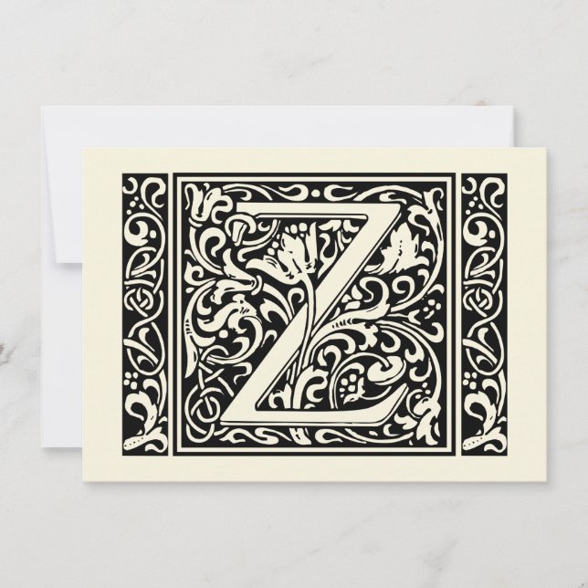 Letter Z Mediaeval Monogram Art Nouveau Invitation (Front)