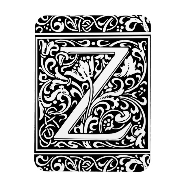 Letter Z Mediaeval Monogram Art Nouveau Magnet (Vertical)