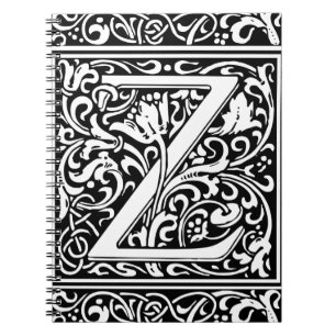 Letter Z Mediaeval Monogram Art Nouveau Notebook