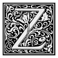 Letter Z Mediaeval Monogram Art Nouveau