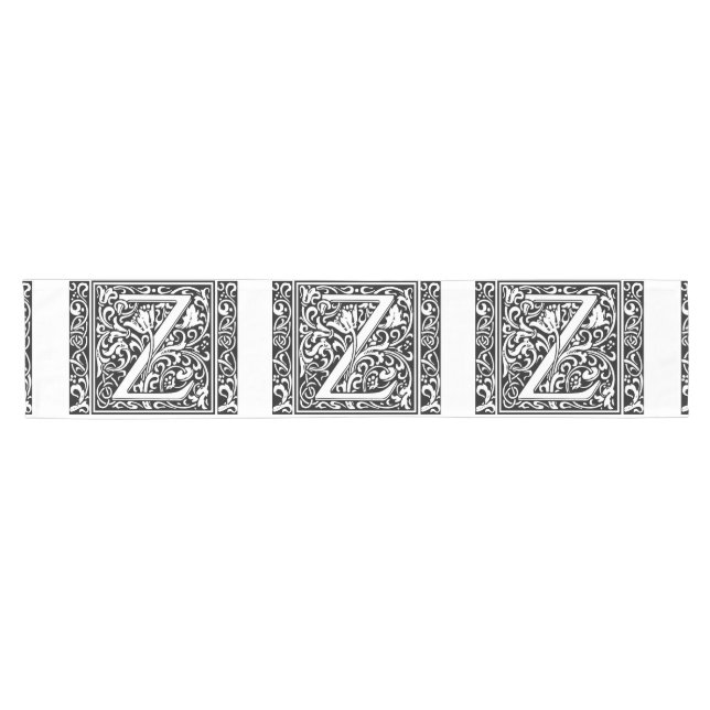 Letter Z Mediaeval Monogram Art Nouveau Short Table Runner (Horizontal)