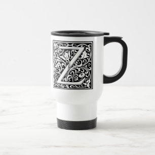 Letter Z Mediaeval Monogram Art Nouveau Travel Mug