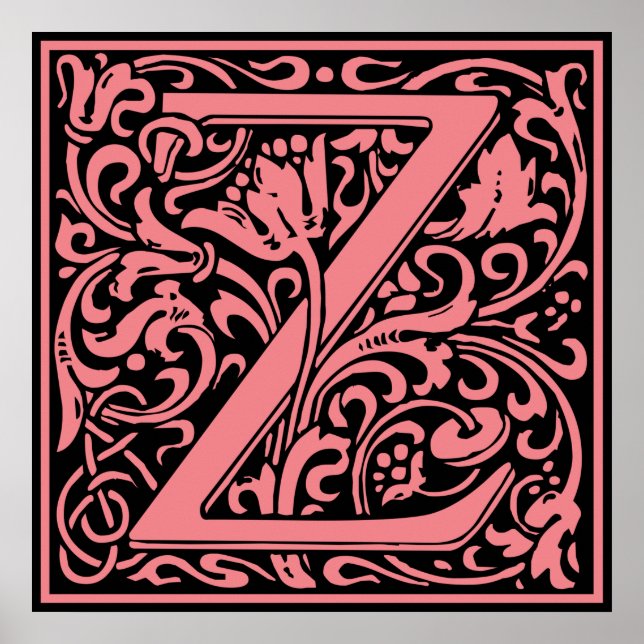 Letter Z Mediaeval Monogram Vintage Initial Poster (Front)
