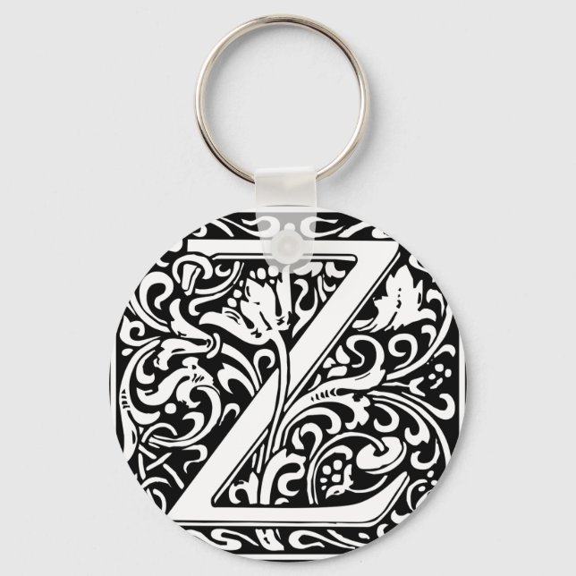 Letter Z Medieval Monogram Art Nouveau Key Ring (Front)