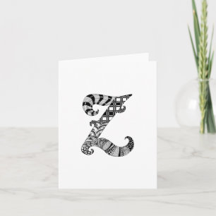 Letter Z Monogram in Black and White Note Card