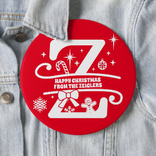 Letter Z Monogram Initial Family Name Greeting 6 Cm Round Badge