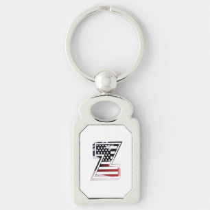 Letter Z Monogram Patriotic Key Ring