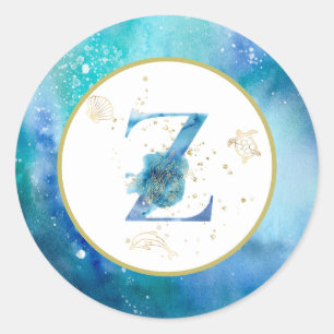 *~*  LETTER Z  - Nautical Beach Envelope  Sticker