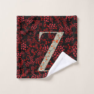 Letter Z red and burgundy liberty  Bath Towel Set