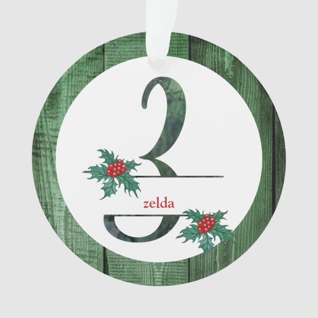 *~* Letter Z   Rustic Christmas PHOTO Wood AP44 Ornament (Front)