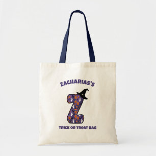 Letter Z with Witch Hat and Name Trick or Treat Tote Bag