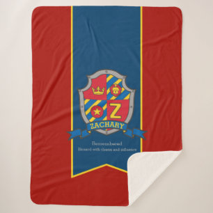 Letter Z Zachary custom name meaning coat of arms Sherpa Blanket