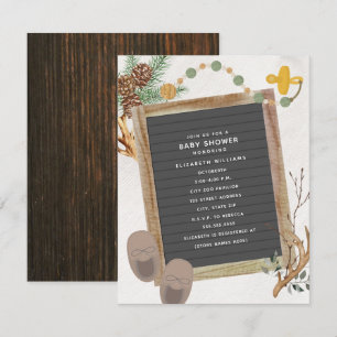 Letterboard Antler Woodland Boy Baby Shower Invitation