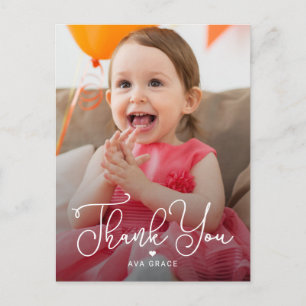 Lettered Charm Editable Colour Thank You Postcard