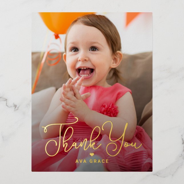 Lettered Charm FOIL Thank You Postcard (Front)