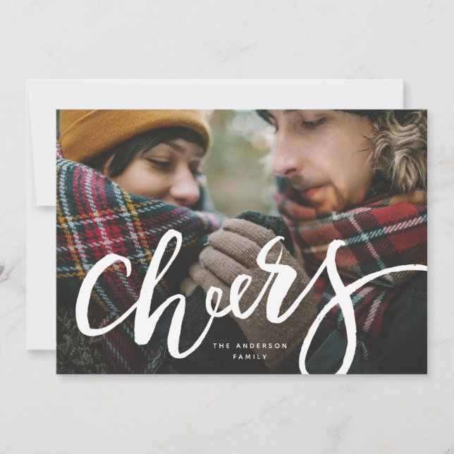 Lettered Cheers Holiday Photo Card (Front)