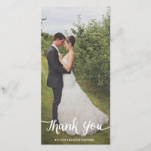 Lettered Overlay Wedding Thank You Photo Card