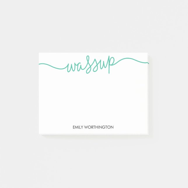 Lettered Wassup Custom Post-it® Notes (Emerald) (Front)
