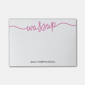 Lettered Wassup Custom Post-it® Notes (Fuchsia)