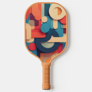 Letterforms in bright colours pickleball paddle
