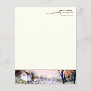 Letterhead Arched Bridge Watercolor Painting