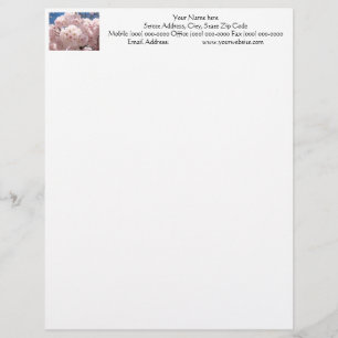 Letterhead Custom Pink Flower Blossoms