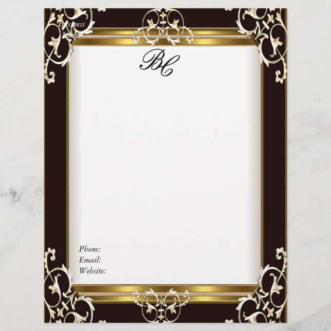 Letterhead Elegant Black Gold Black White Elite (Front)