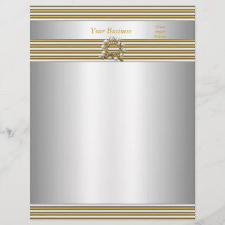 Letterhead Elegant Gold Silver White Pearl Design